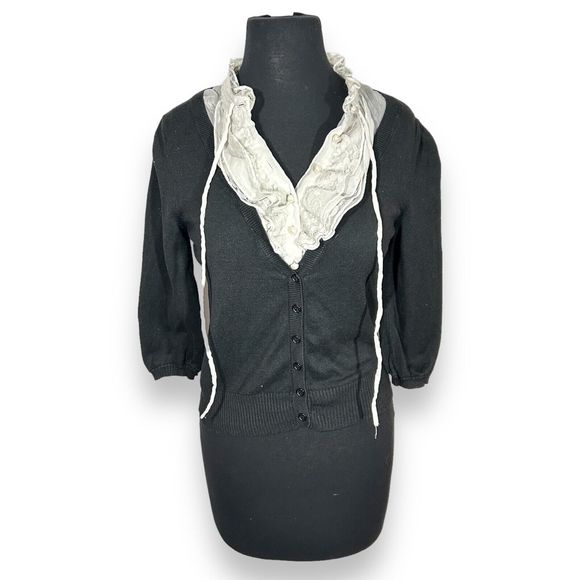 Club Cocoa Ruffle Layer Cardigan Black - Picture 1 of 5